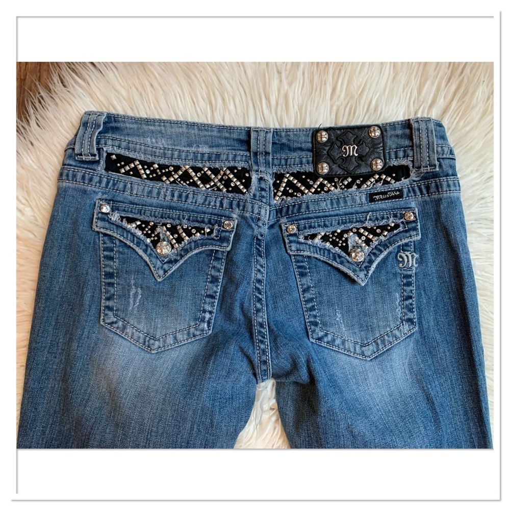 Miss Me Bootcut Bling Studd Jeans Blue Black Silver Style JP5002-29 Size 33